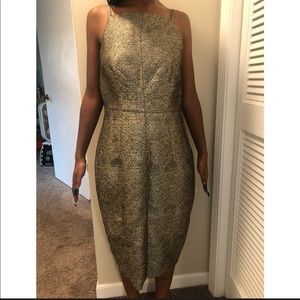 H&M Gold black midi dress size 10